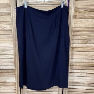 Elegant Blue Women's Elastic Zipper Side Back Slit Skirt Size 18